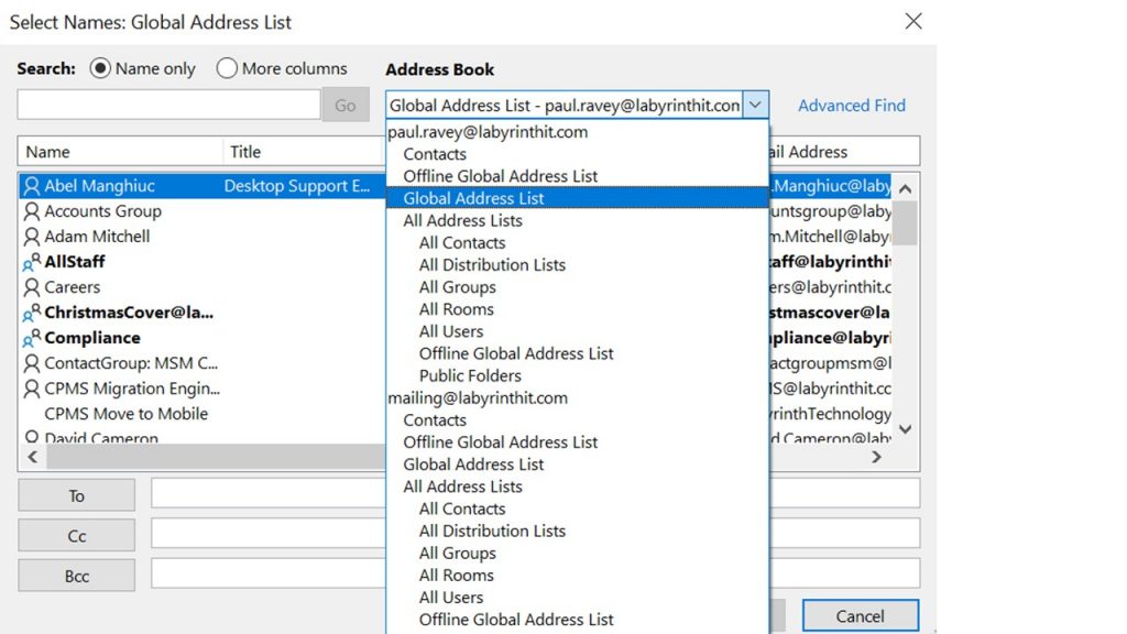 Outlook 2016 Shared Contacts Not Showing In Address Book